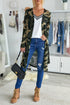 Print Colorblock Long Cardigan
